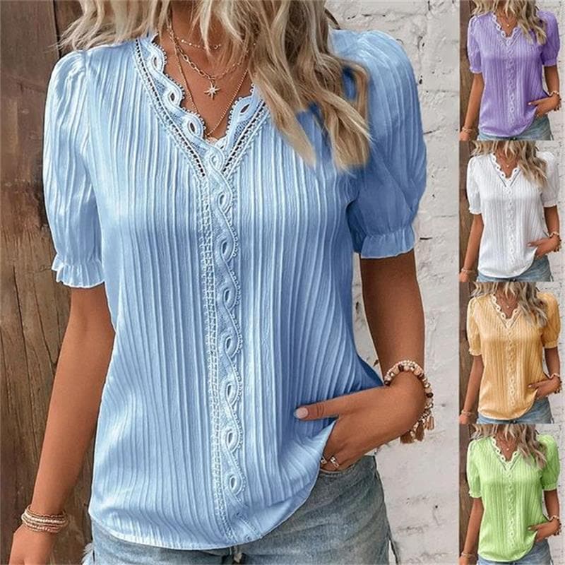 CLARA - Blusa de encaje con cuello en V™