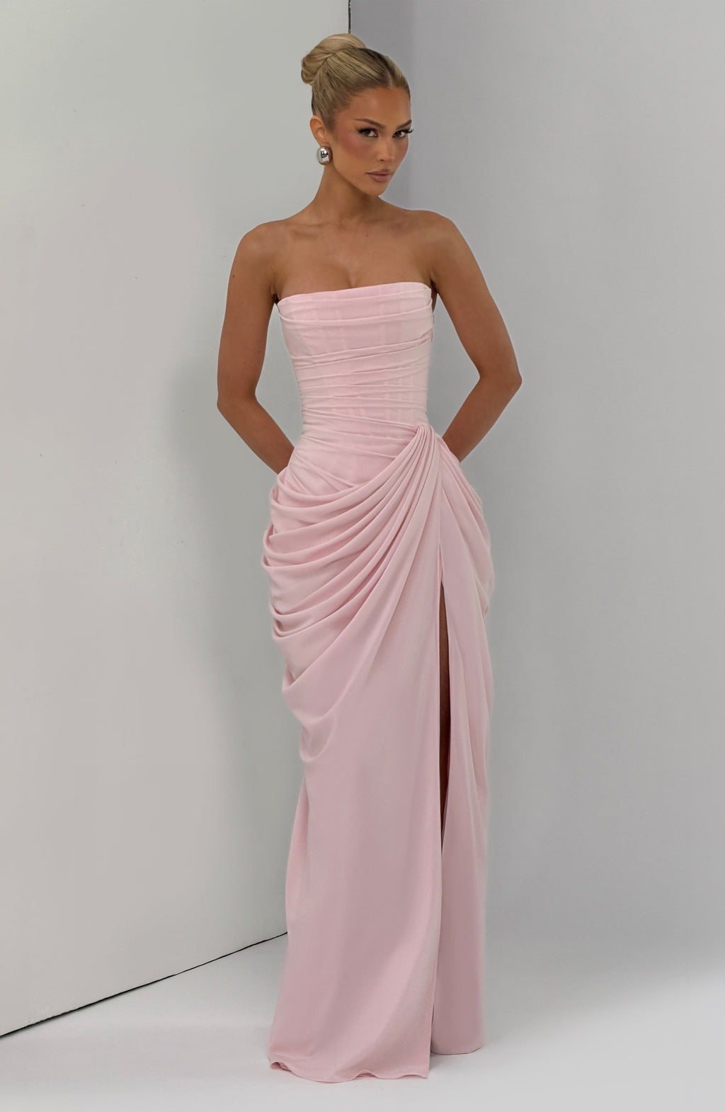 CELIA - Vestido largo de palabra de honor con drapeado™