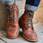 RODRIGO - Botas de piel con cordones estilo militar y pátina envejecida™