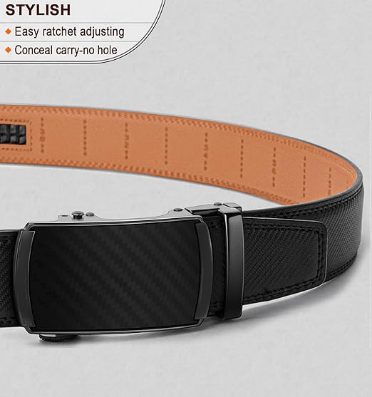 ✨️Idéal pour la fête des pères🎁 Ceinture à cliquet en cuir avec boucle réglable💼