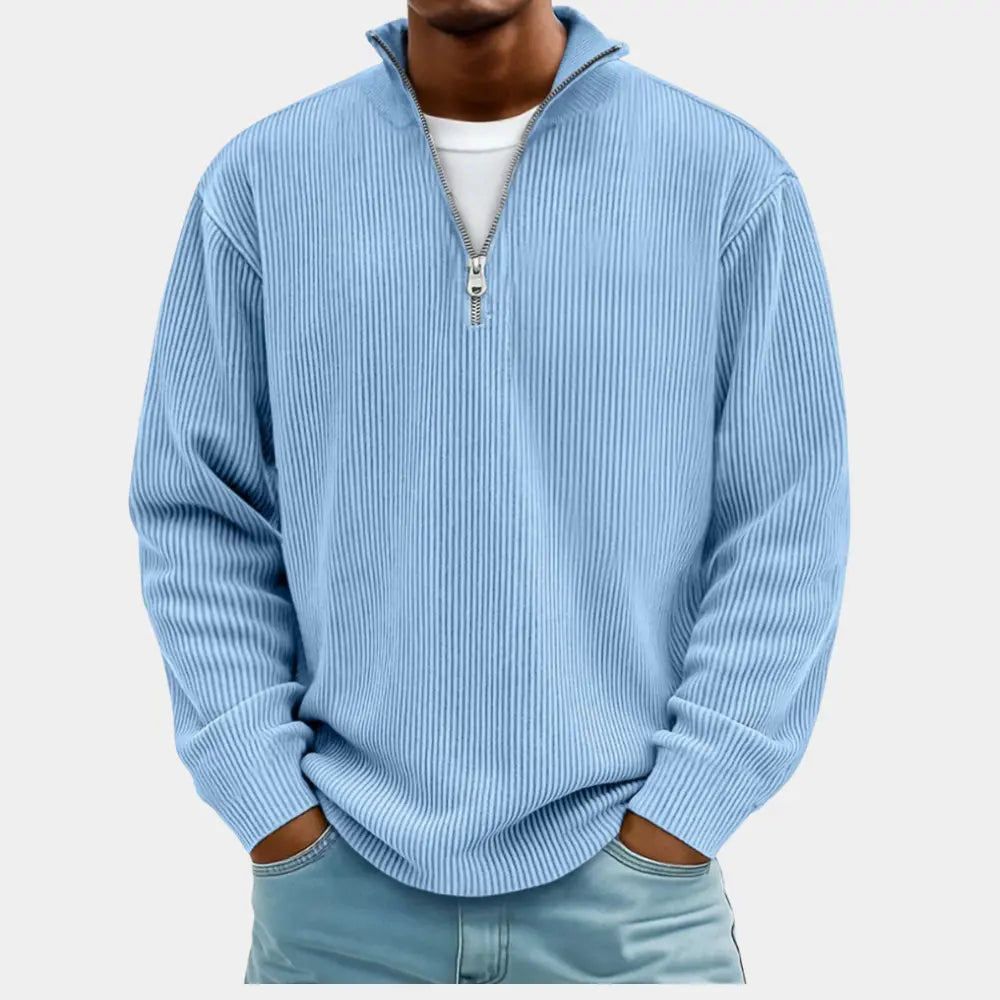 TRISTÁN - Jersey de punto acanalado con media cremallera y cuello alto™