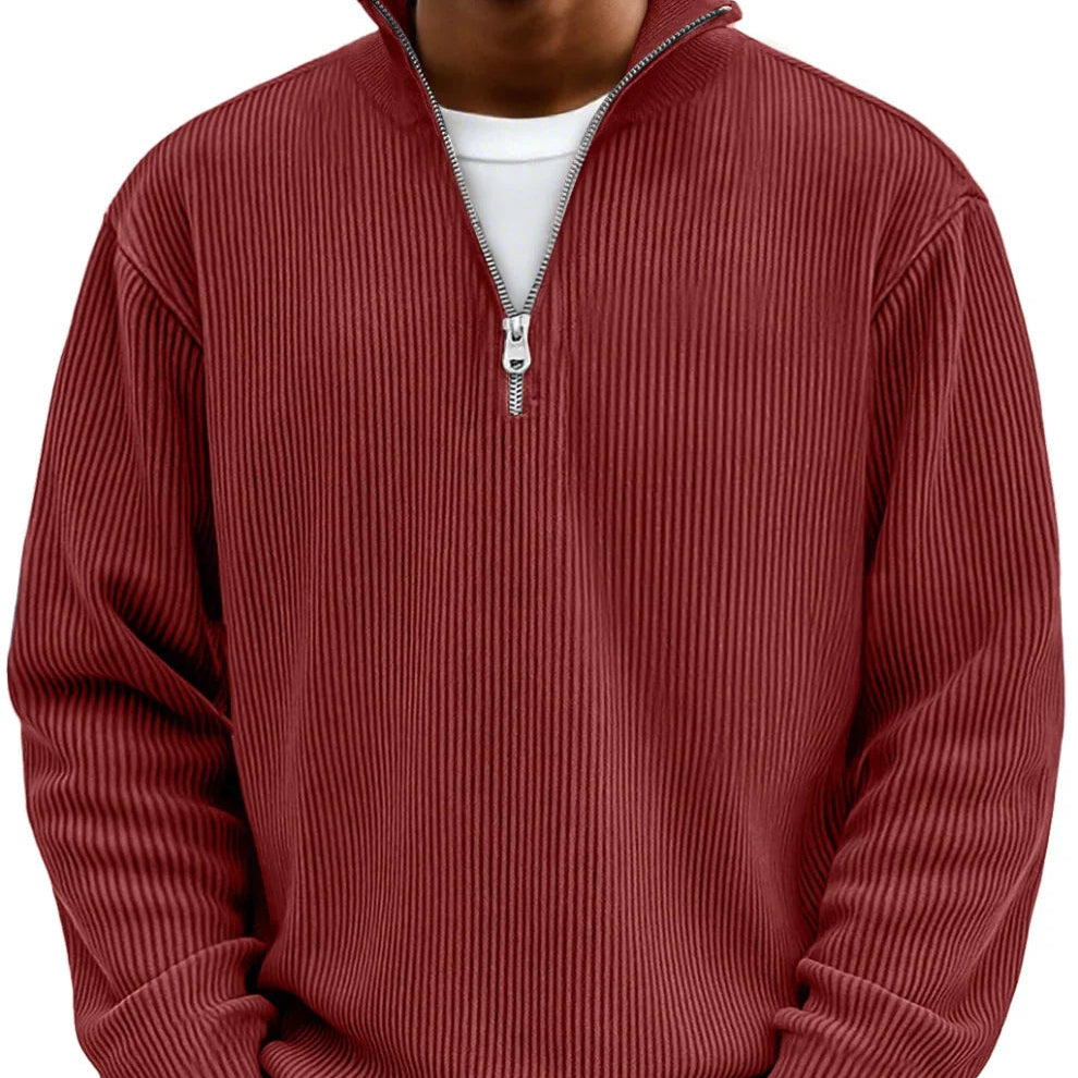 TRISTÁN - Jersey de punto acanalado con media cremallera y cuello alto™