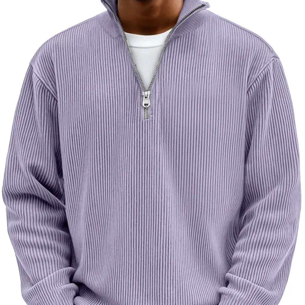 TRISTÁN - Jersey de punto acanalado con media cremallera y cuello alto™