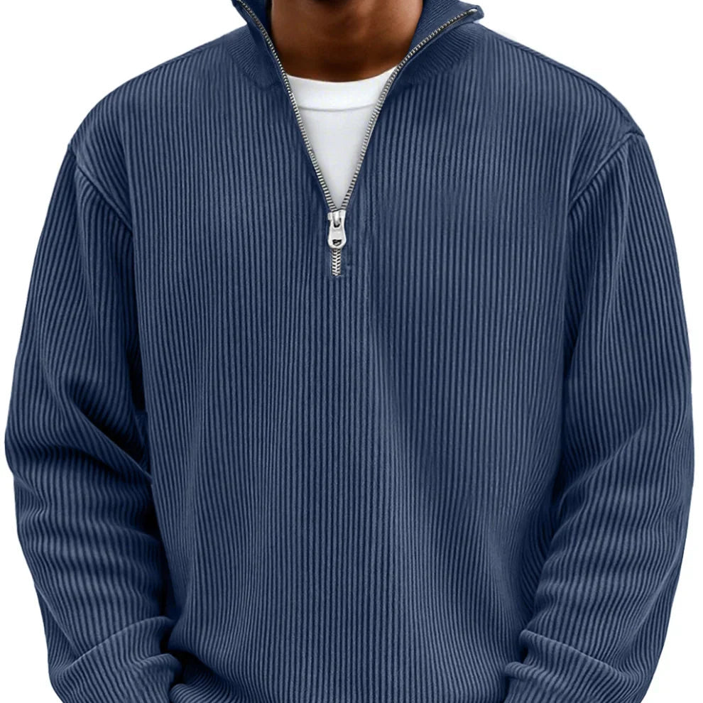 TRISTÁN - Jersey de punto acanalado con media cremallera y cuello alto™