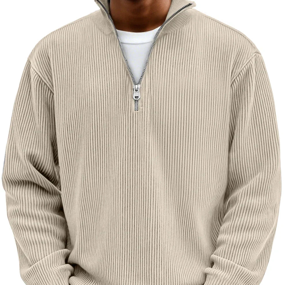 TRISTÁN - Jersey de punto acanalado con media cremallera y cuello alto™