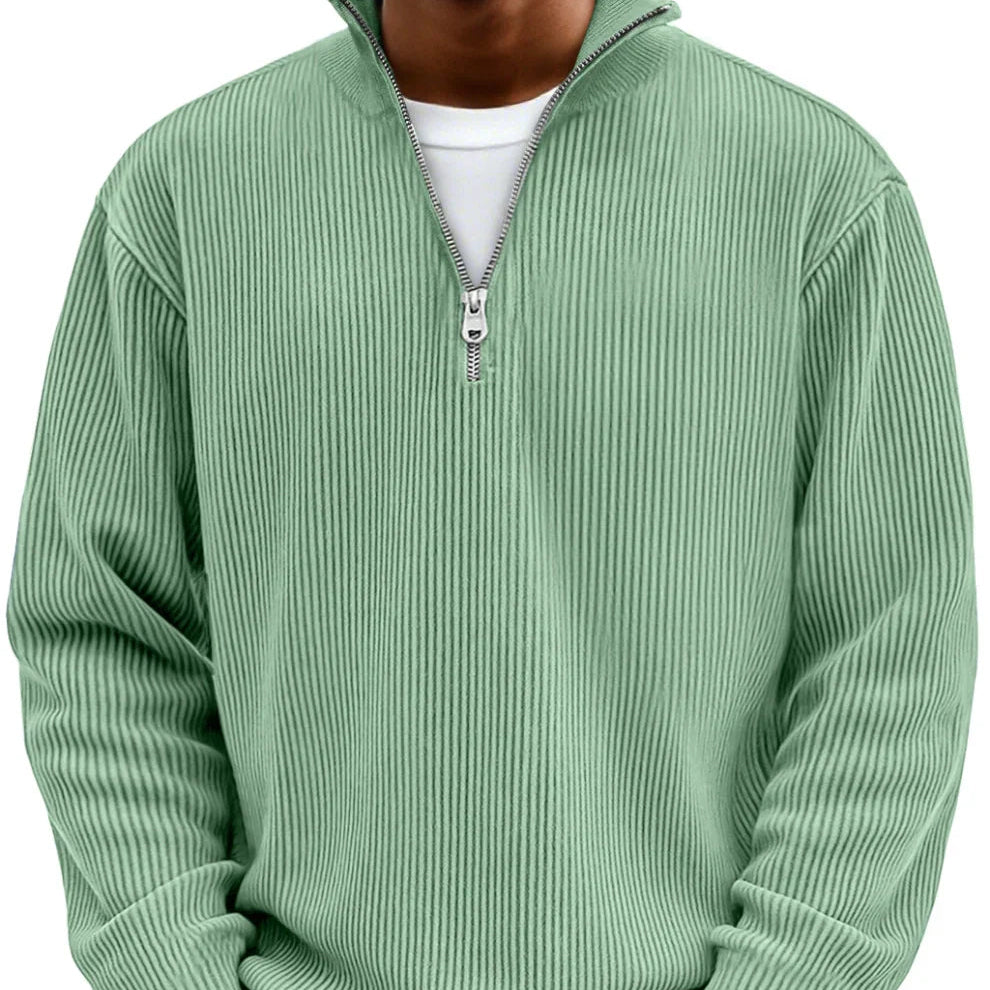 TRISTÁN - Jersey de punto acanalado con media cremallera y cuello alto™