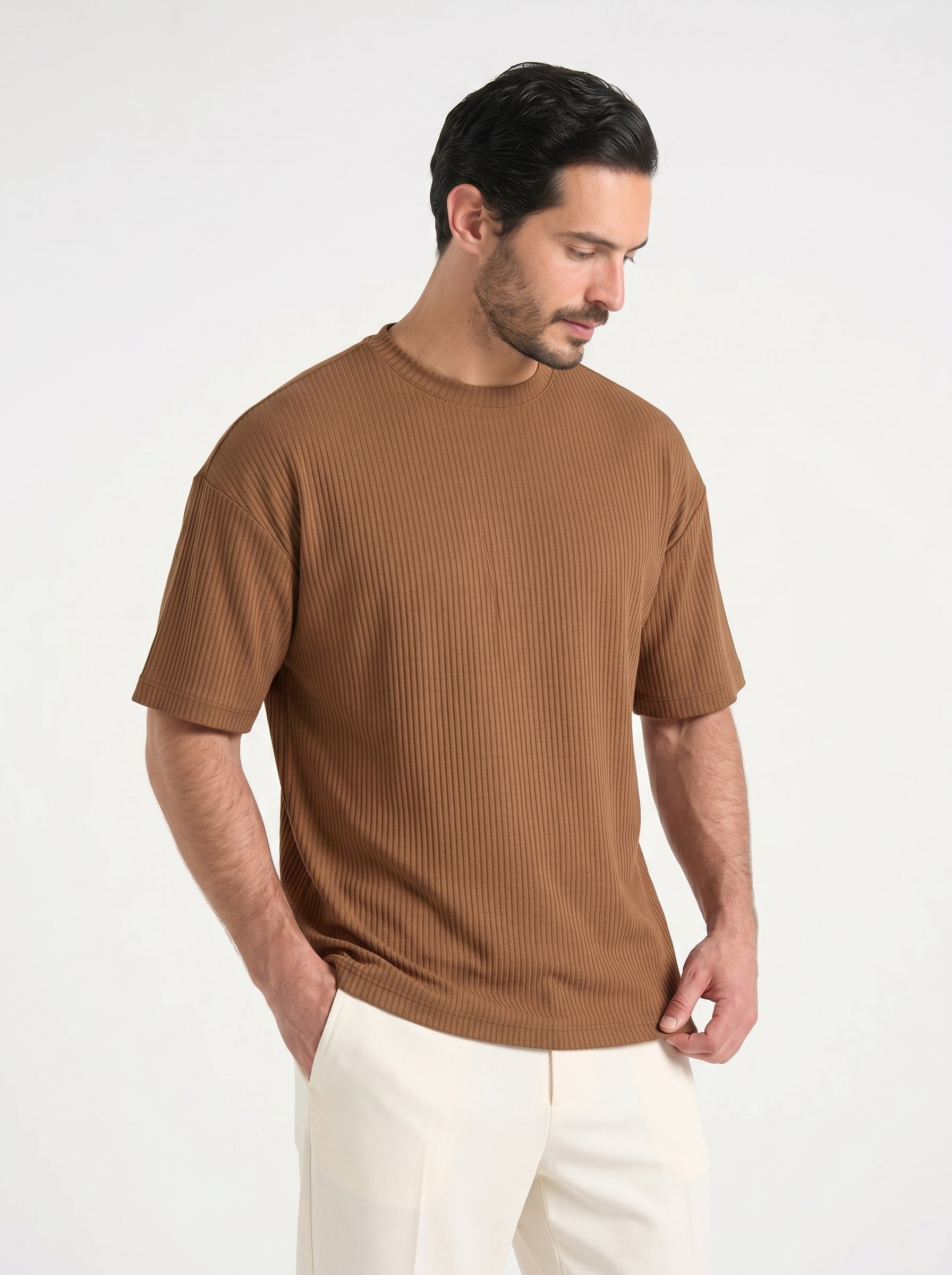 PEPE-Camiseta de viscosa acanalada con cuello redondo