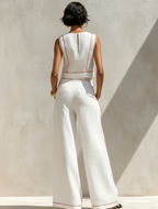 VICTORIA | Conjunto Blanco con Top sin Mangas y Pantalón de Pierna Ancha™