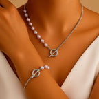SOFÍA - Conjunto de collar y pulsera de perlas con cierre T-Bar marinero™