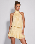 LEIRE - Minivestido plise halter en tono mantequilla™