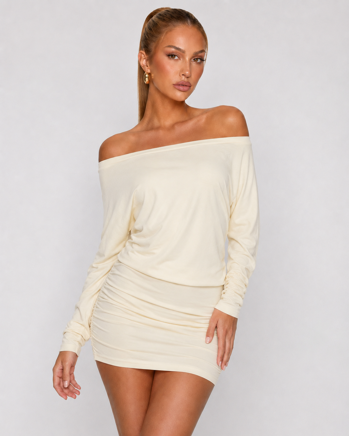 ESMERALDA - Minivestido de punto con escote barco y espalda abierta™