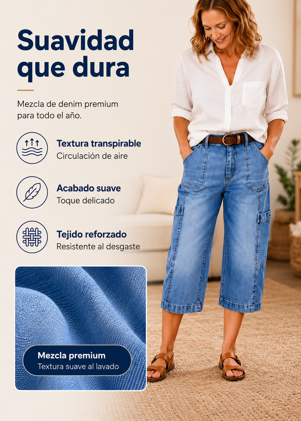 SONIA-Vaqueros casuales, elásticos y cortos™
