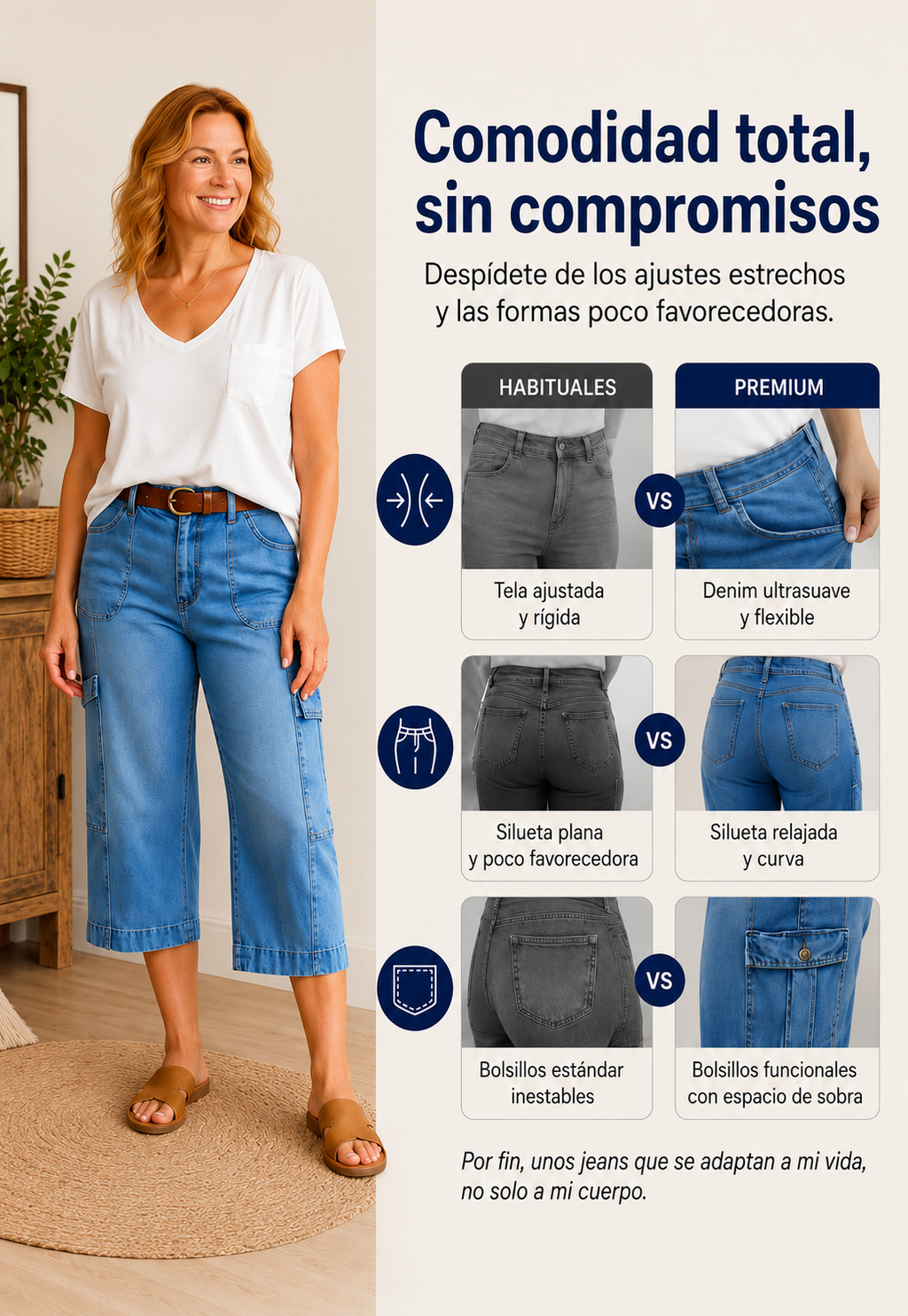 SONIA-Vaqueros casuales, elásticos y cortos™