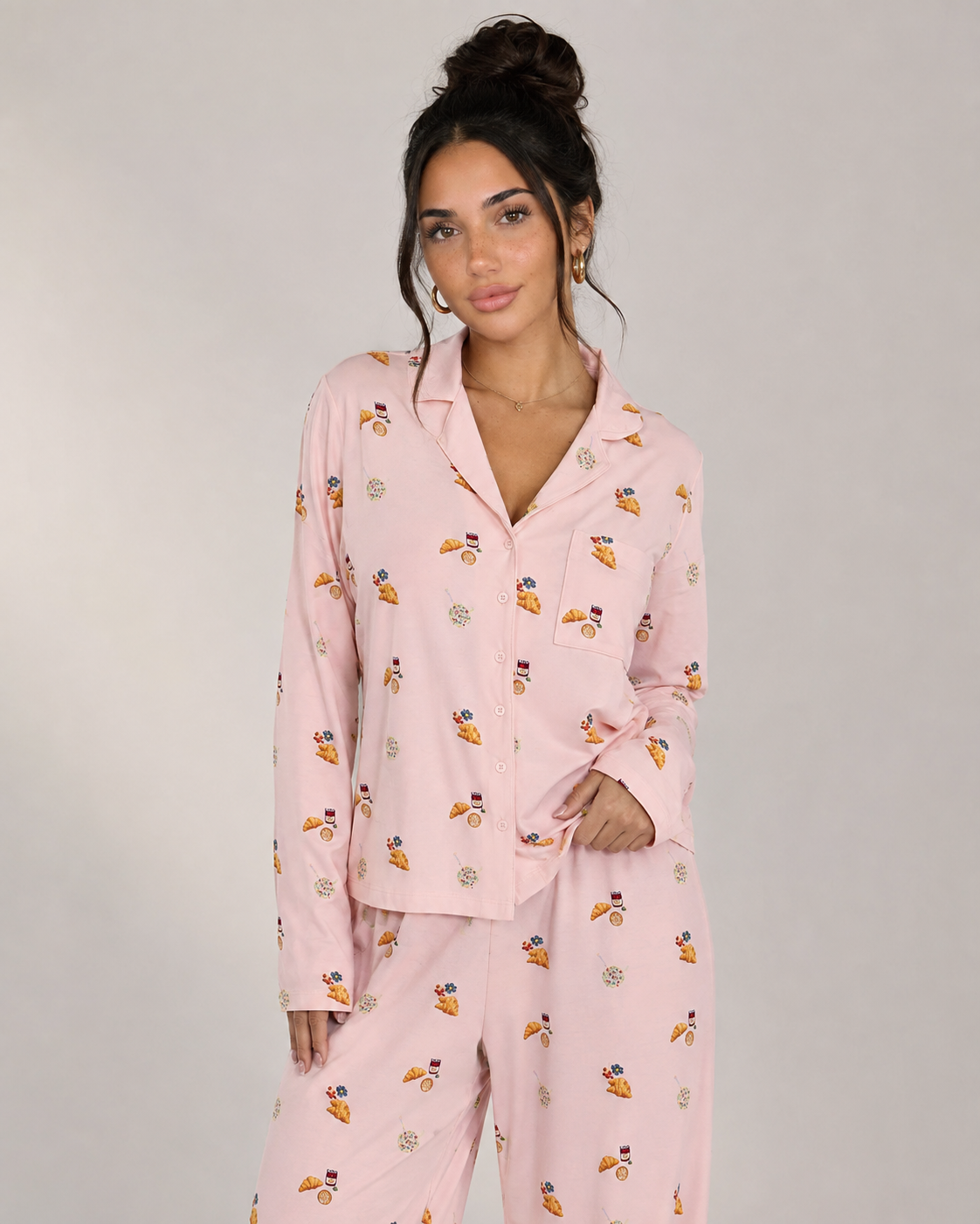 PATRICIA - Conjunto de pijama abotonado estampado de manga larga y pantalón fluido™
