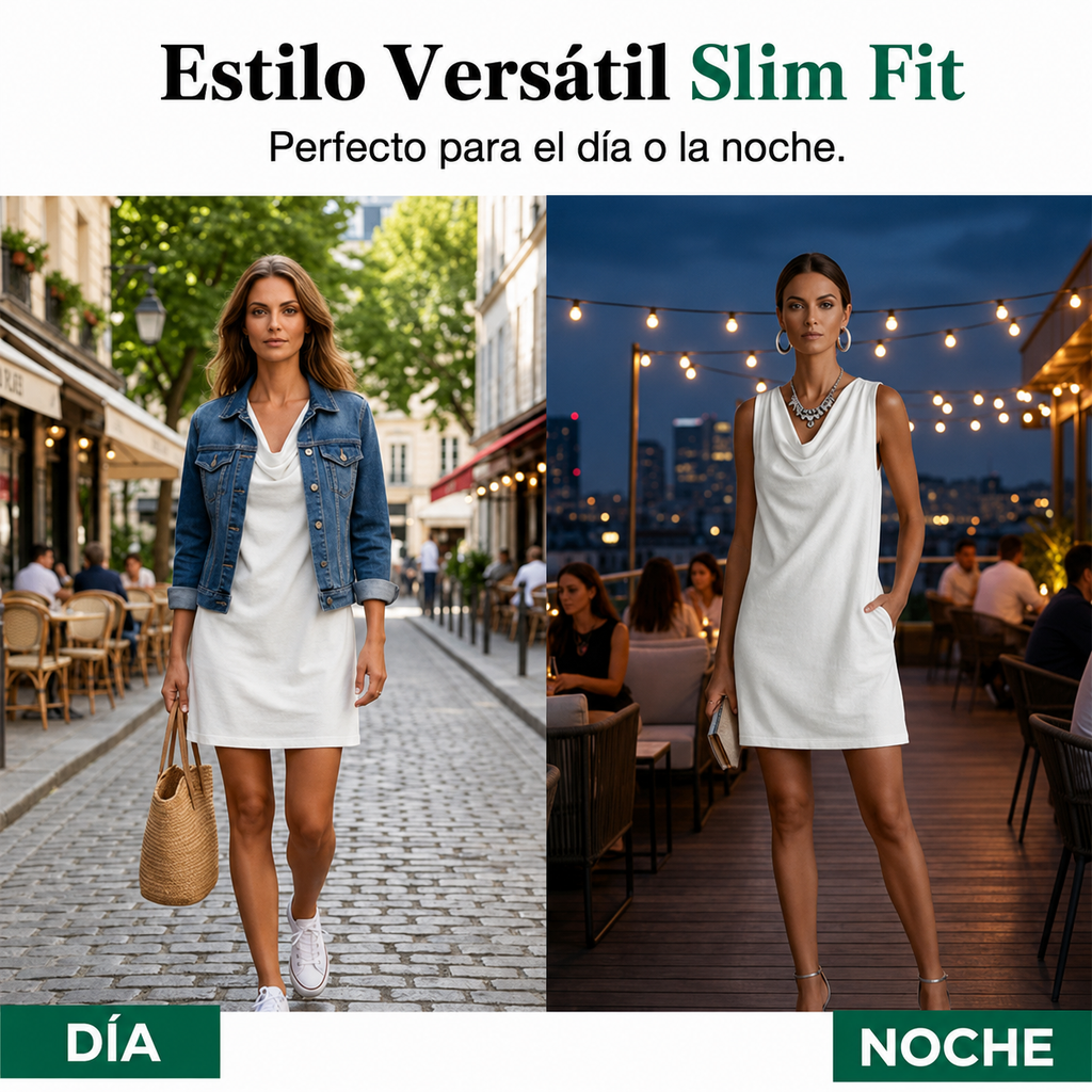 AITANA-Vestido Ajustado con Cuello Drapeado™