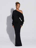 LUCÍA - Vestido largo asimétrico con escote caído y manga larga™