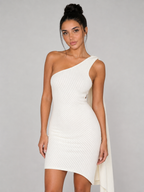 NOOR-Vestido de Punto de Canalé con Capa