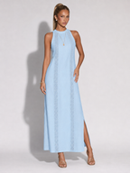 ALESSANDRA - Elegante vestido midi de cuello halter con encaje y aberturas™