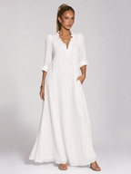 AURA - Vestido maxi de estilo ibicenco con escote en V y volantes™