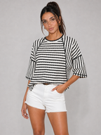 OLIVIA - Camiseta holgada de rayas con cuello redondo y manga amplia™