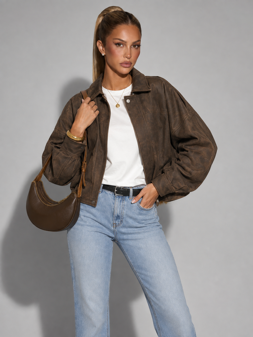 MAIA - Chaqueta tipo piloto de efecto ante con cuello clásico™
