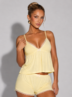 LORENA - Conjunto de pijama de tirantes y short con ribete ondulado™