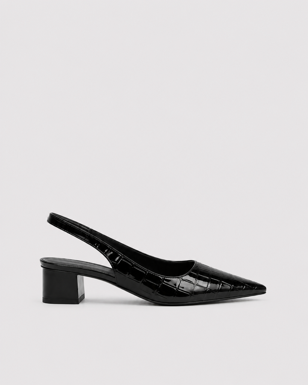 MENCÍA - Zapatos destalonados de tacón ancho con puntera afilada y grabado coco™