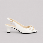JIMENA - Zapatos destalonados peep-toe con lazo metalizado y tacón sensato™