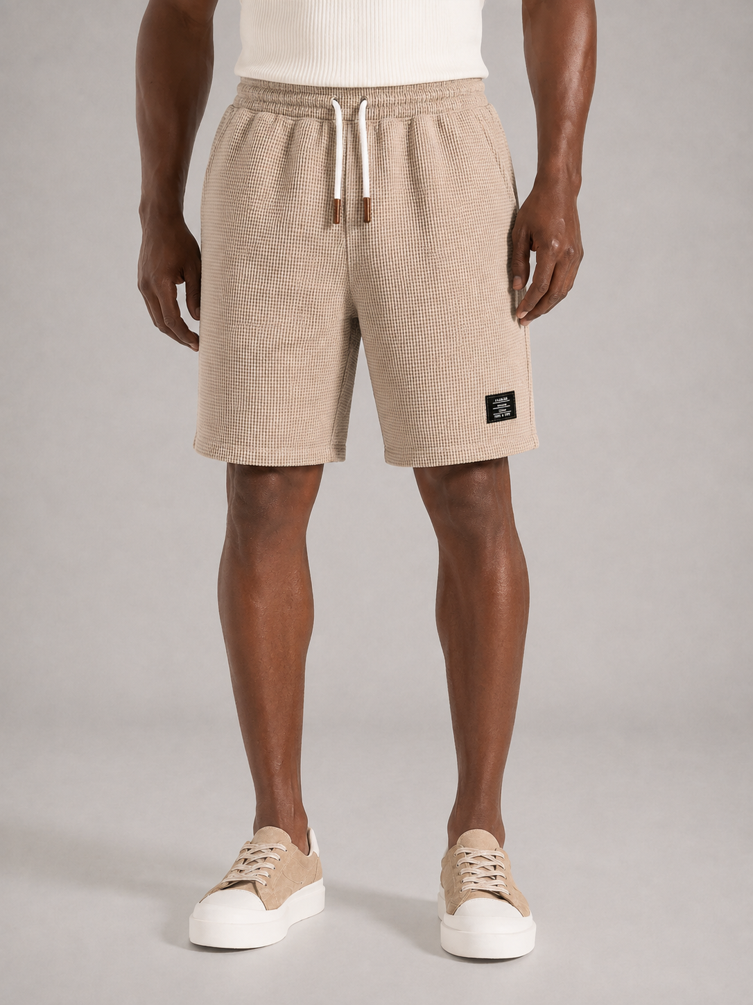 RAYAN - Pantalones cortos de tejido waffle con cordón ajustable y corte holgado™