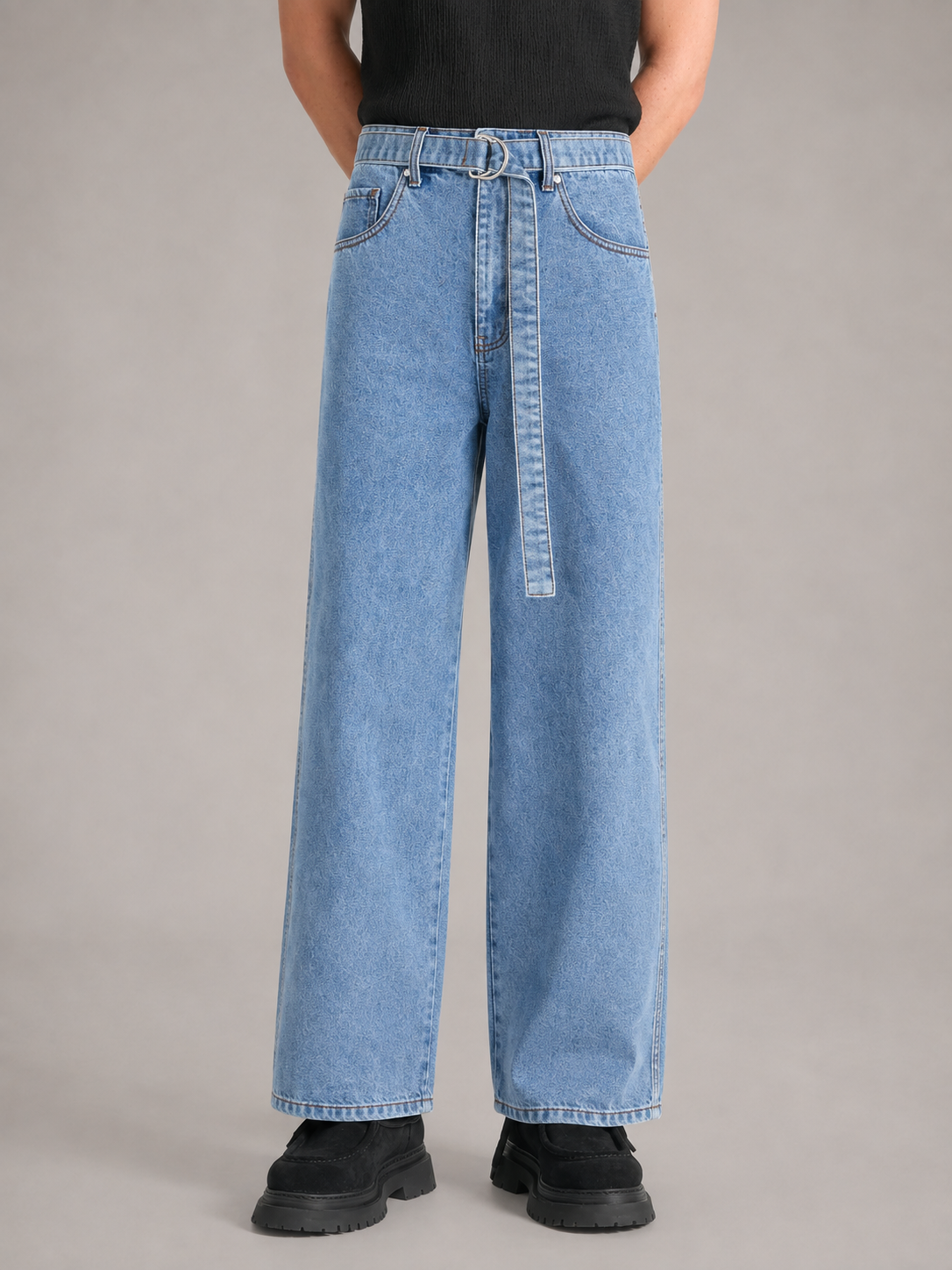ADAM - Pantalones vaqueros de corte ancho con cinturón textil integrado™