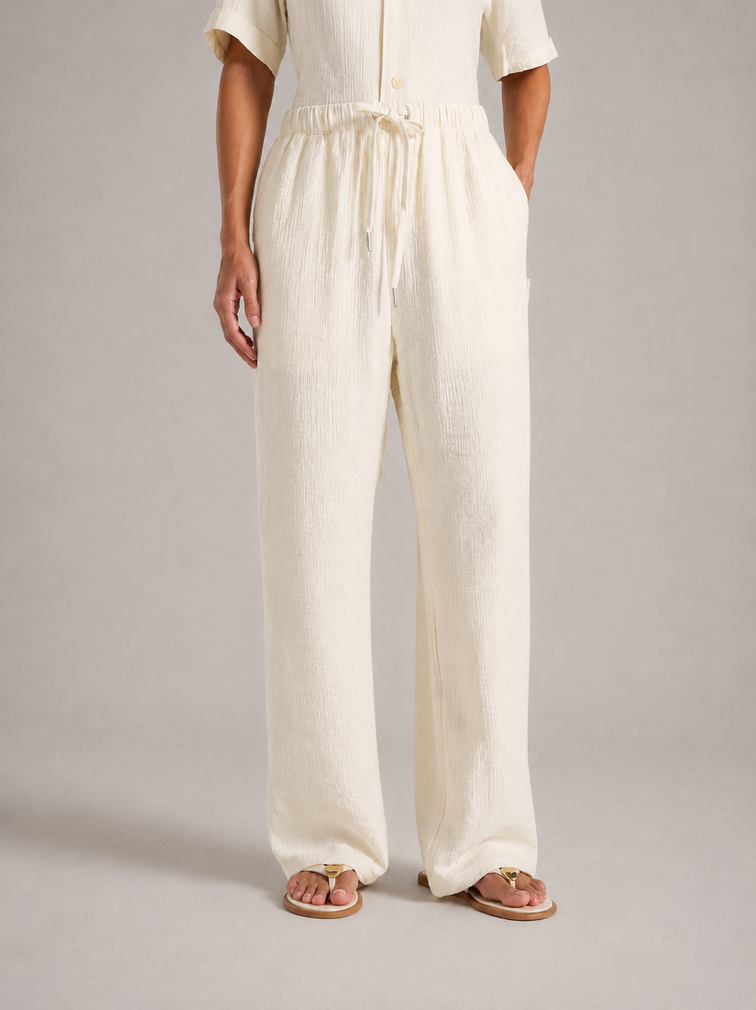 TRIANA - Pantalones de lino de corte ancho y cintura elástica con cordón™