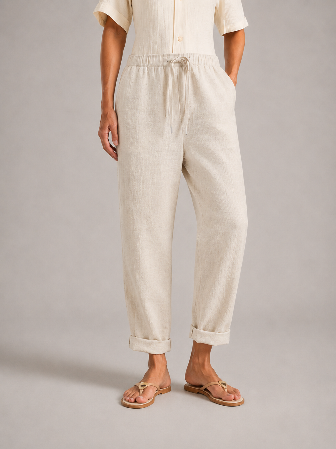 VEGA - Pantalón holgado de mezcla de lino con corte fluido™
