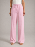 INÉS - Pantalones de lino de corte ancho con textura rugosa y cintura con cordón™
