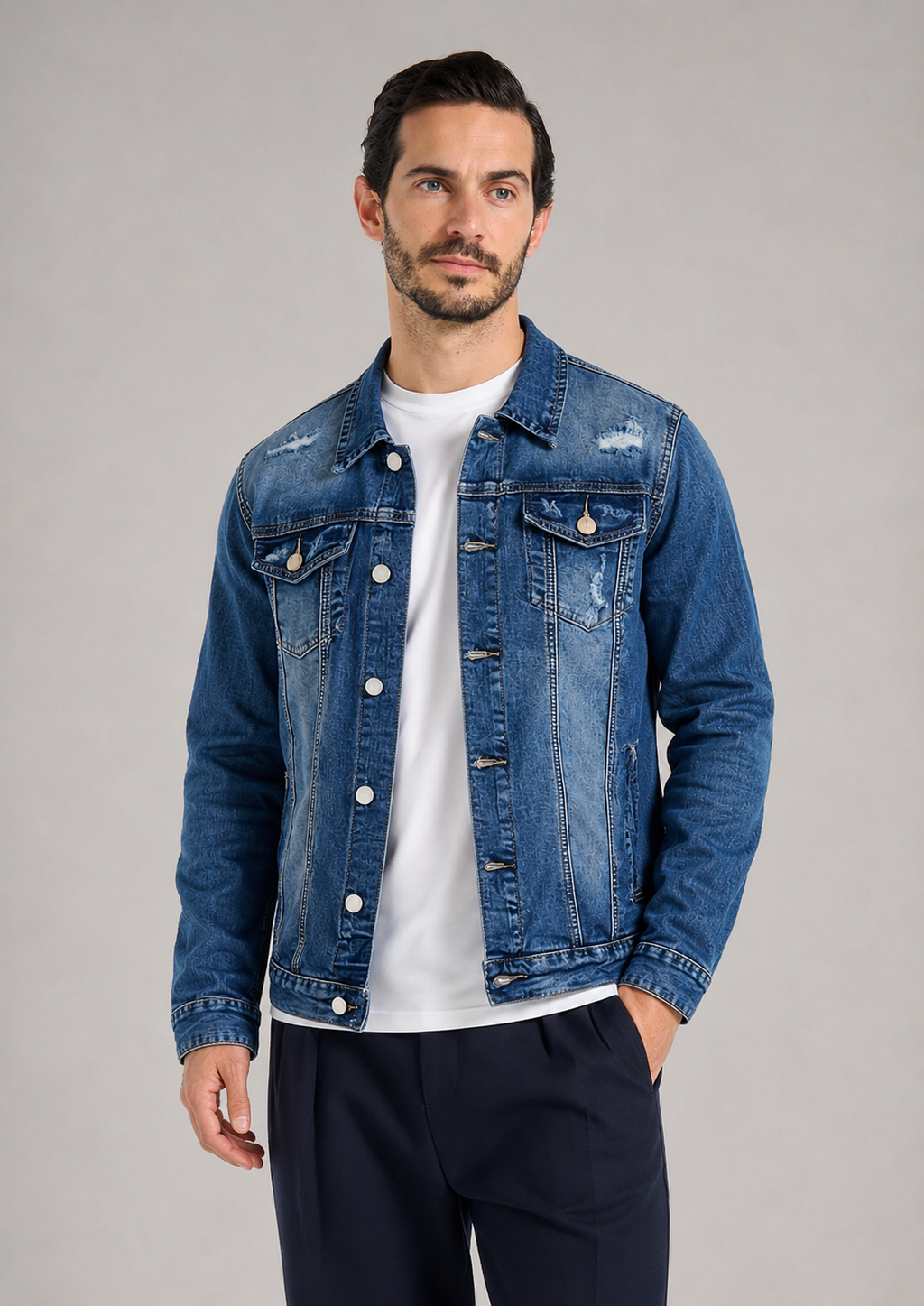 KIKE - Cazadora vaquera de efecto desgastado estilo vintage™