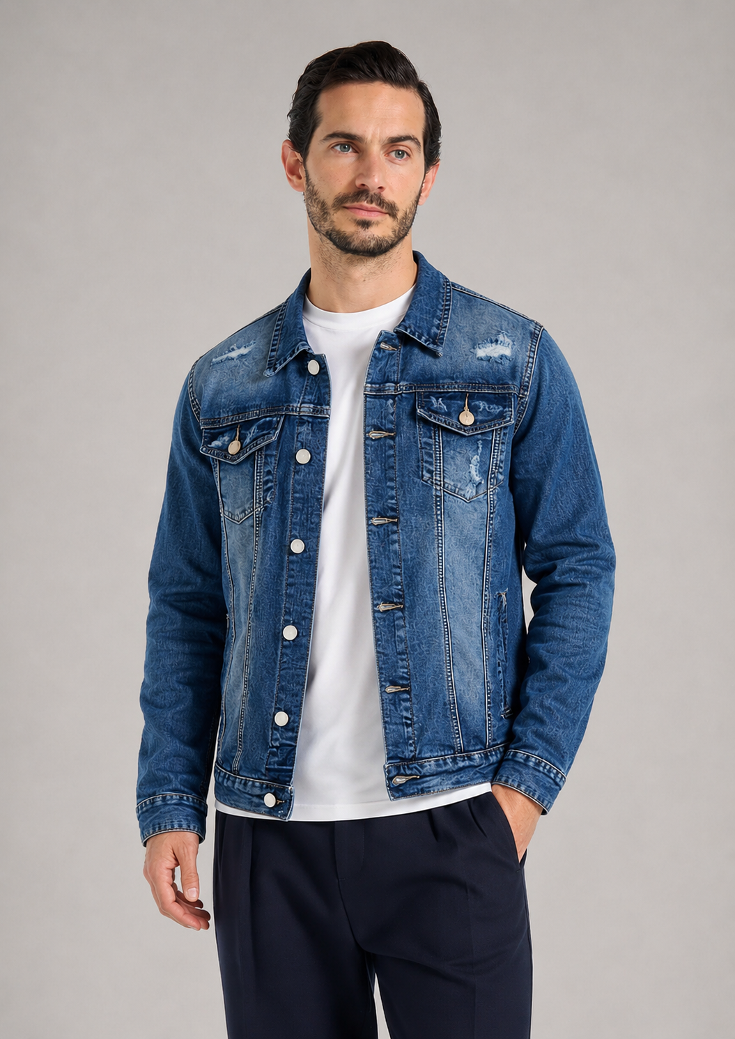 KIKE - Cazadora vaquera de efecto desgastado estilo vintage™
