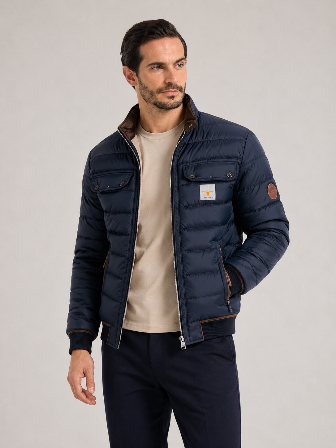 CÉSAR - Chaqueta acolchada con cuello a contraste estilo aviador™