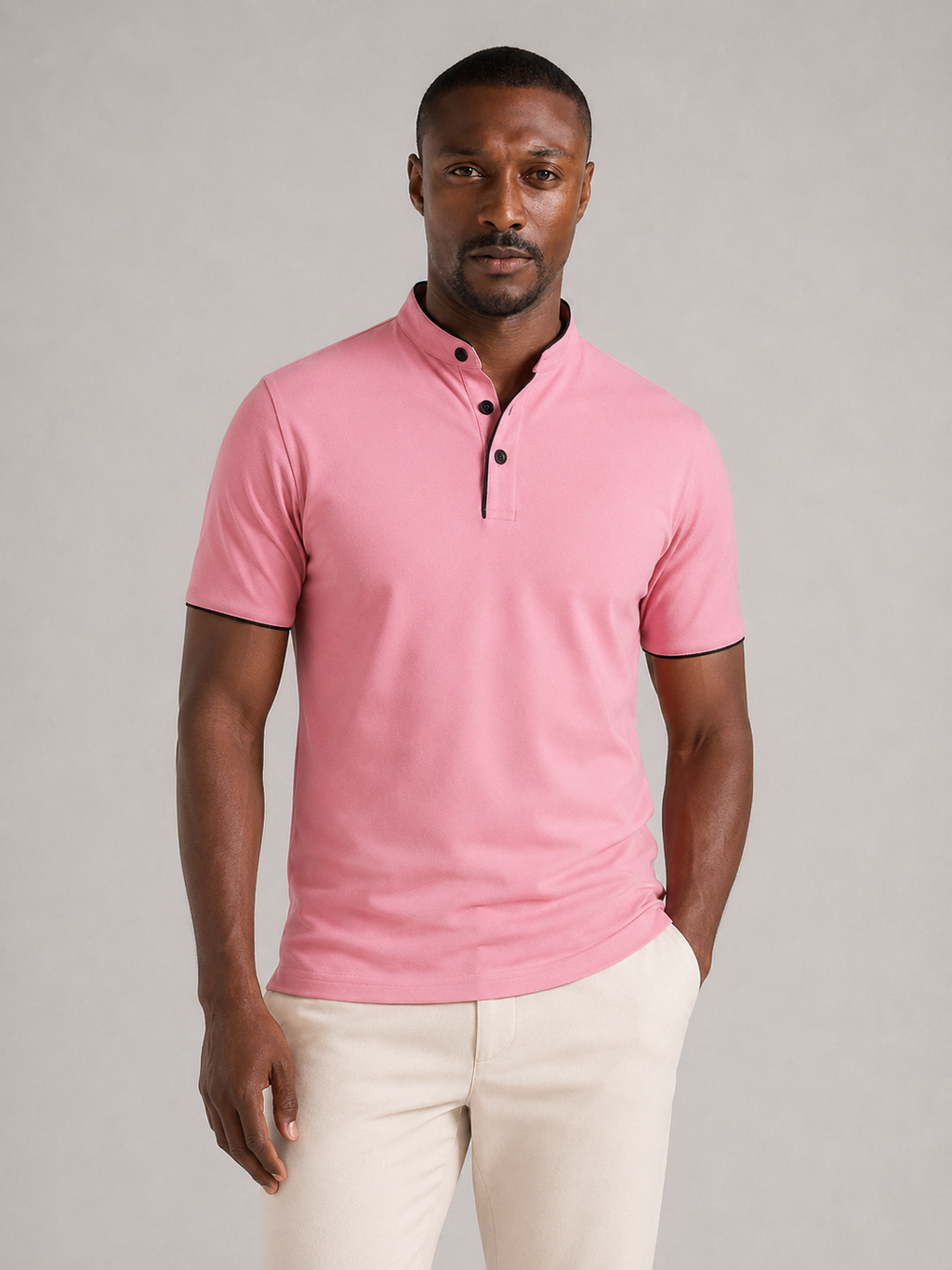 JOEL - Polo de manga corta con cuello mao y ribete a contraste™