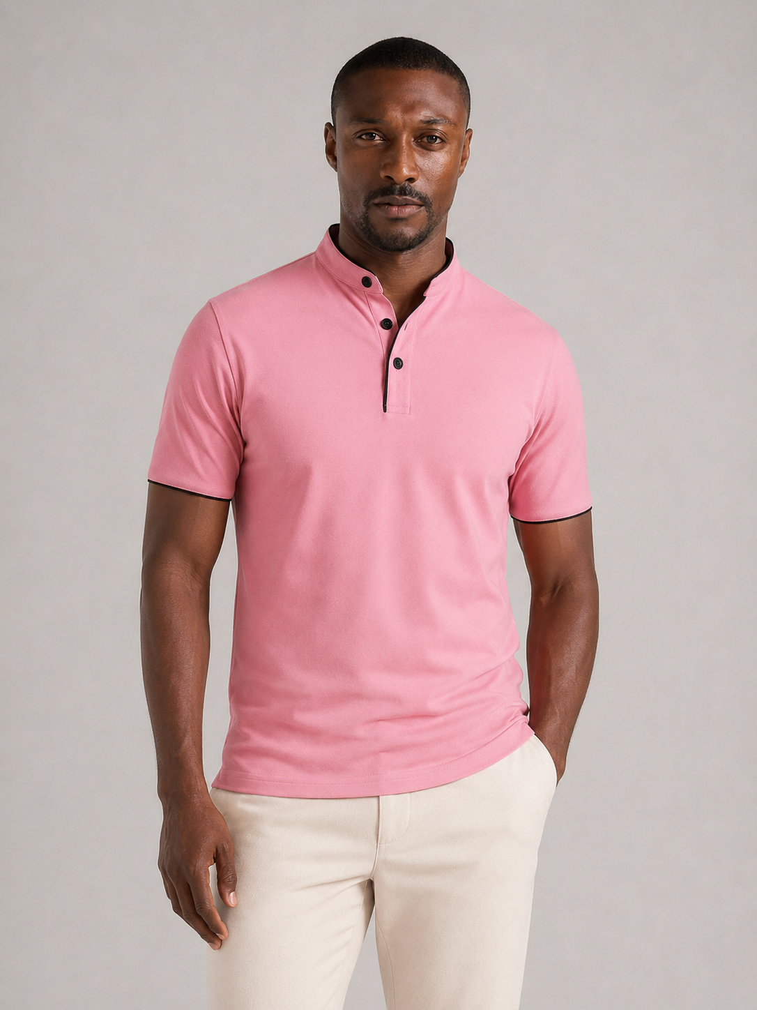 JOEL - Polo de manga corta con cuello mao y ribete a contraste™