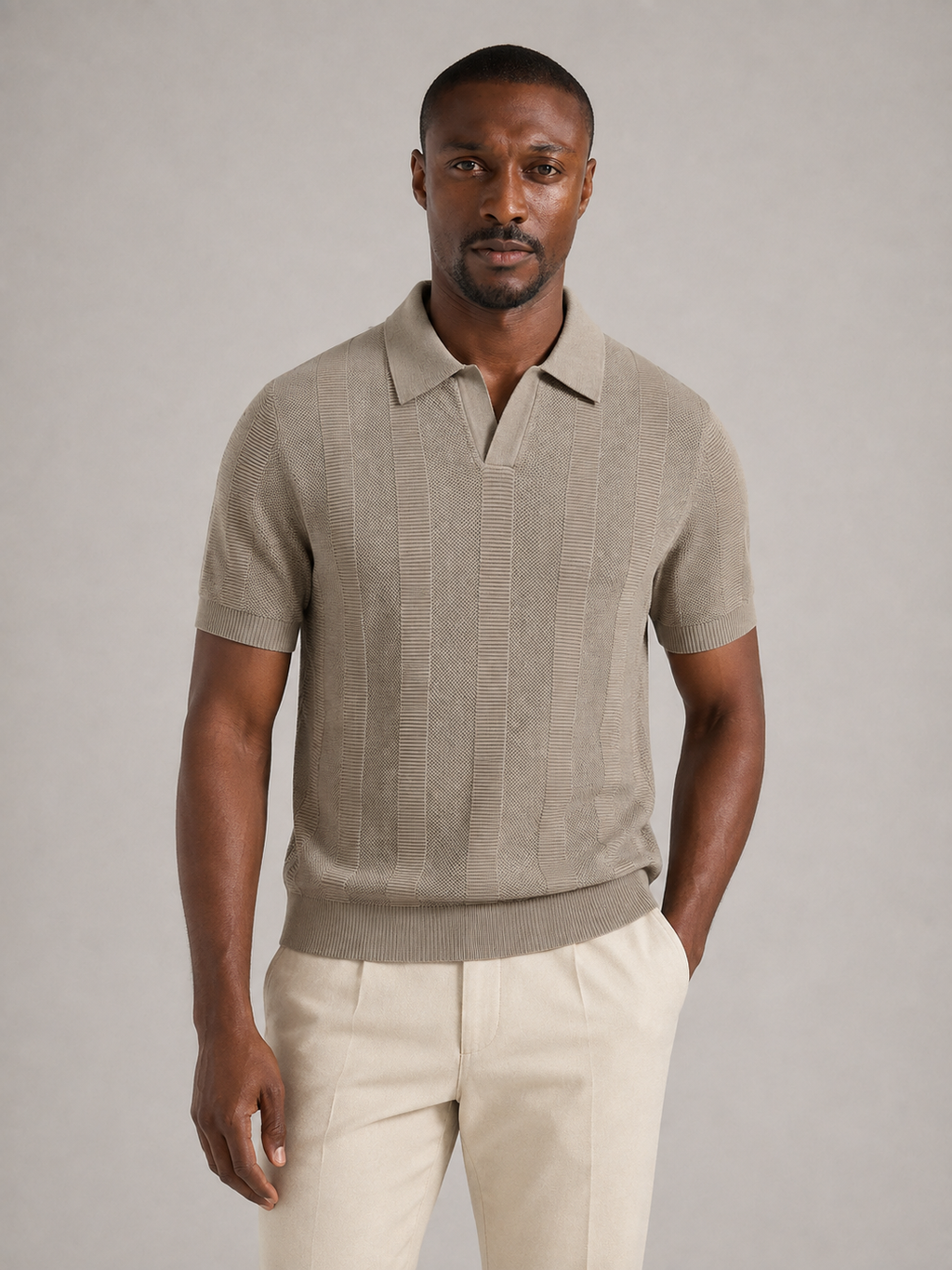 PELAYO - Polo de punto acanalado estructurado con cuello solapa™