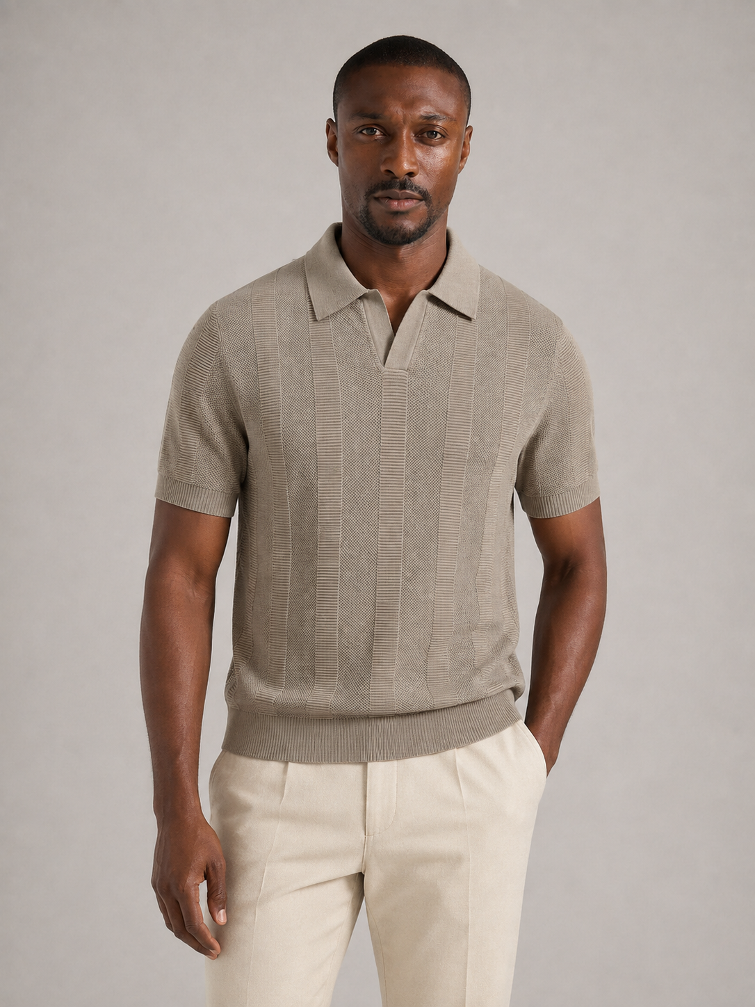 PELAYO - Polo de punto acanalado estructurado con cuello solapa™