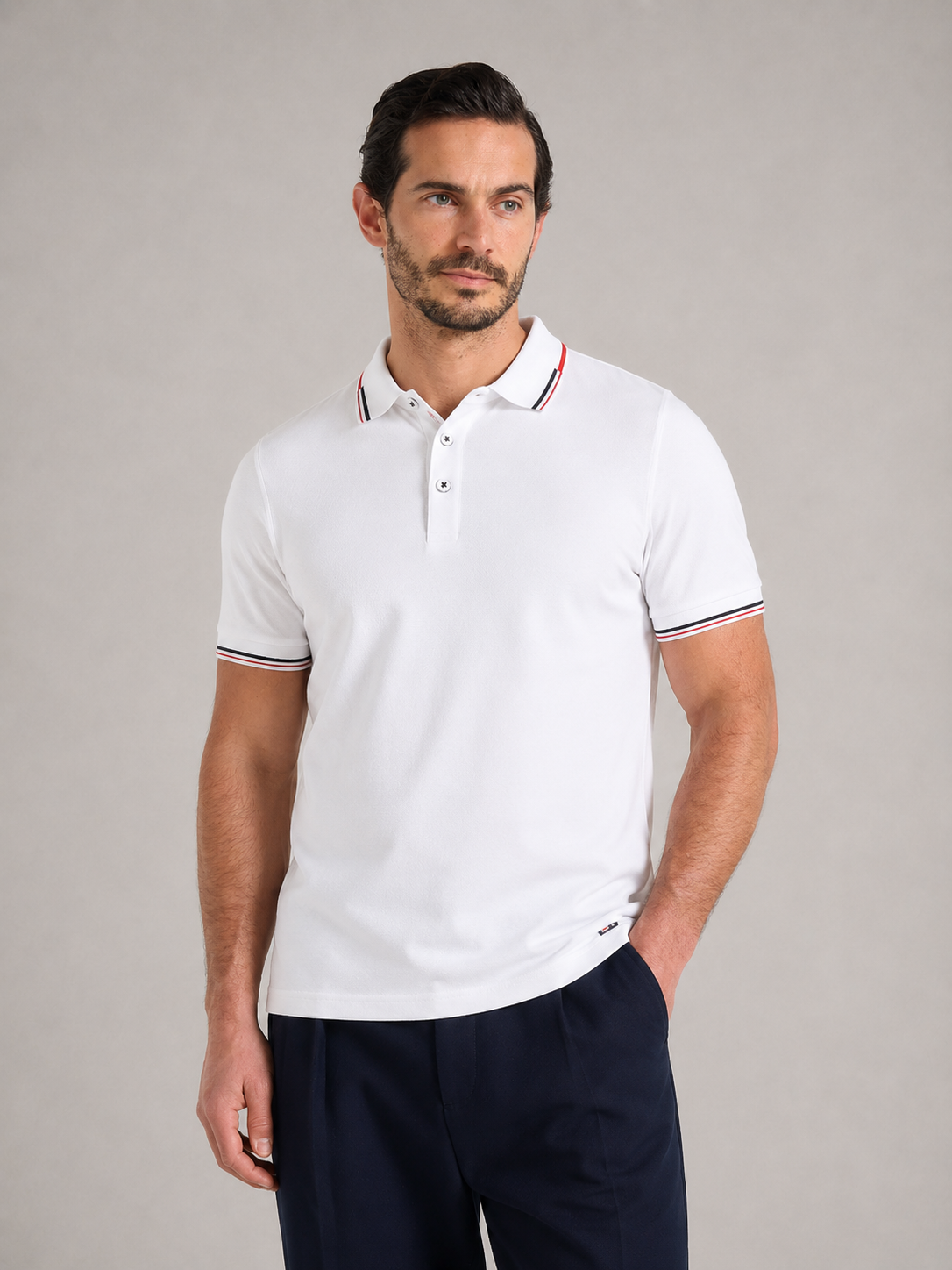 GUILLERMO - Polo de manga corta en piqué clásico con perfil a contraste™