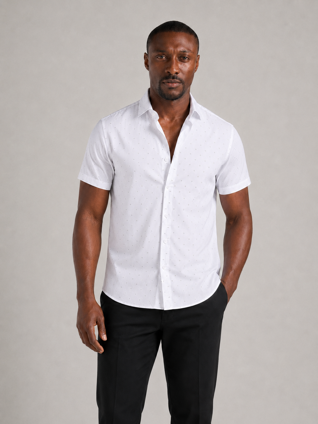 MARCOS - Camisa de manga corta con estampado micro-pattern™