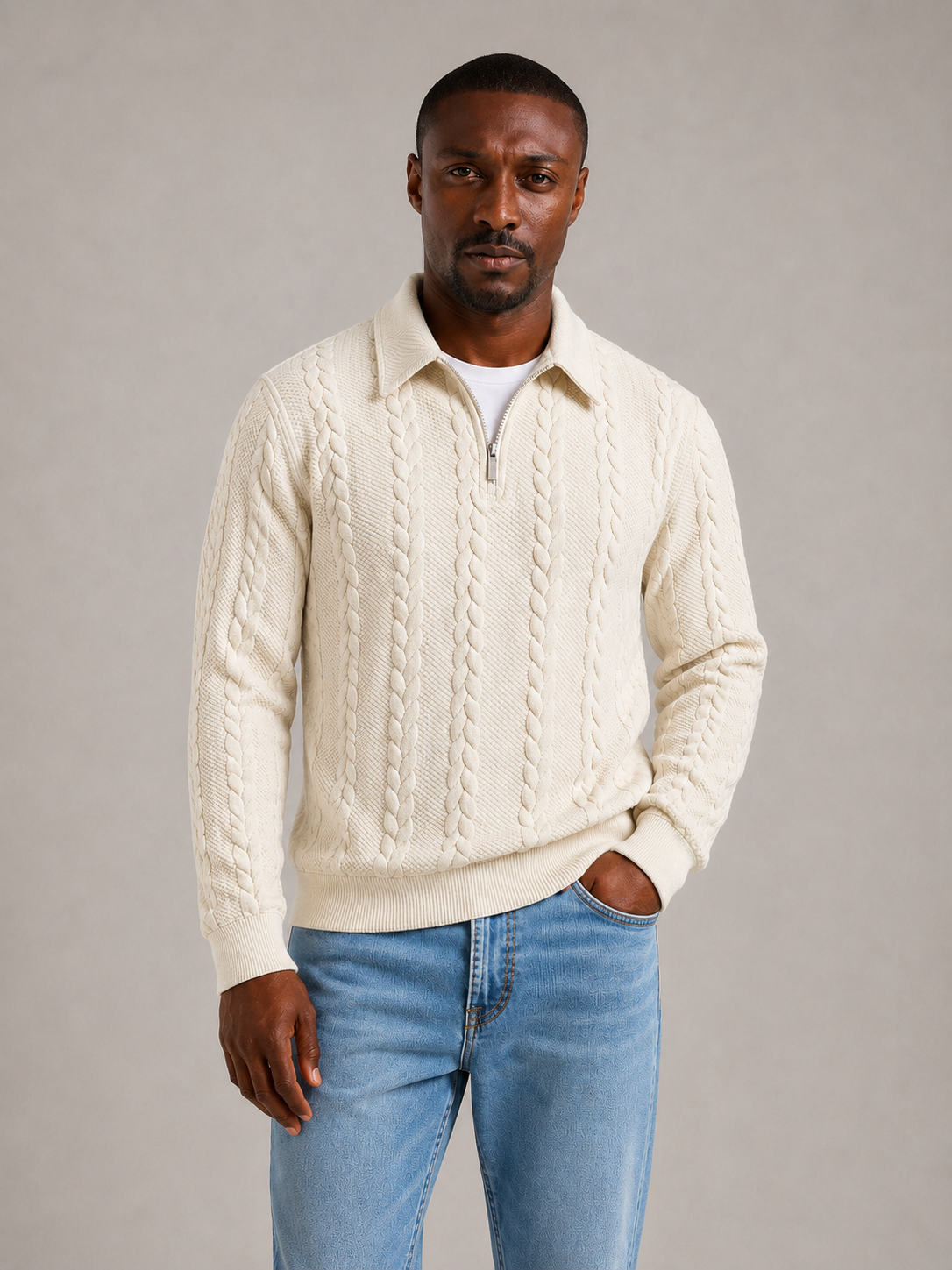 AMADEO - Jersey de punto fino en cuello cisne de tacto ultra suave™