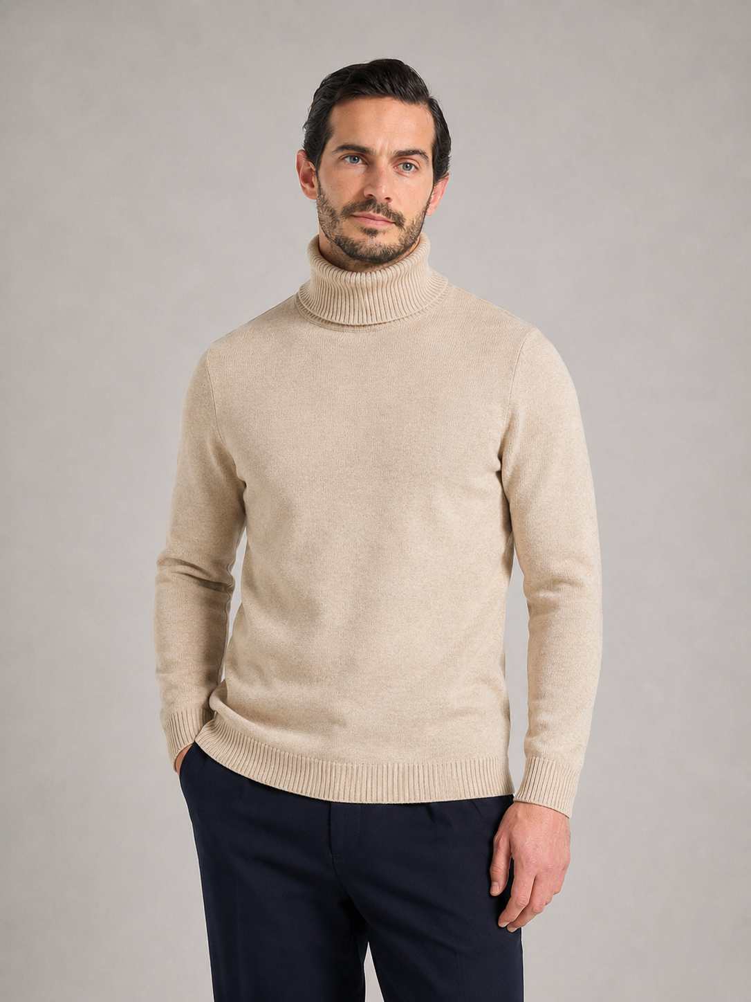 AMADEO - Jersey de cuello alto en punto fino y suave™