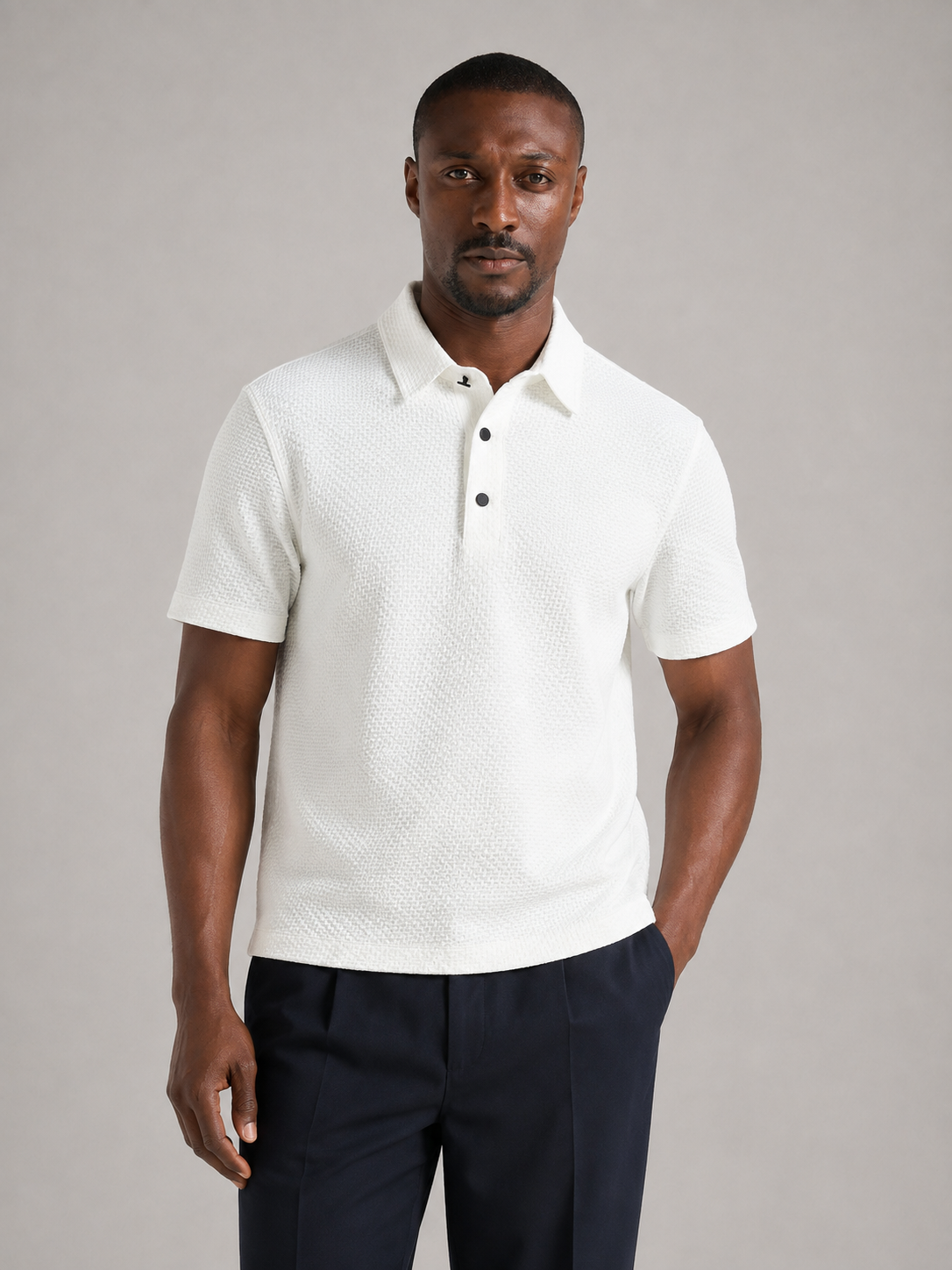 AURELIO - Polo de manga corta en punto gofrado con cuello solapa™
