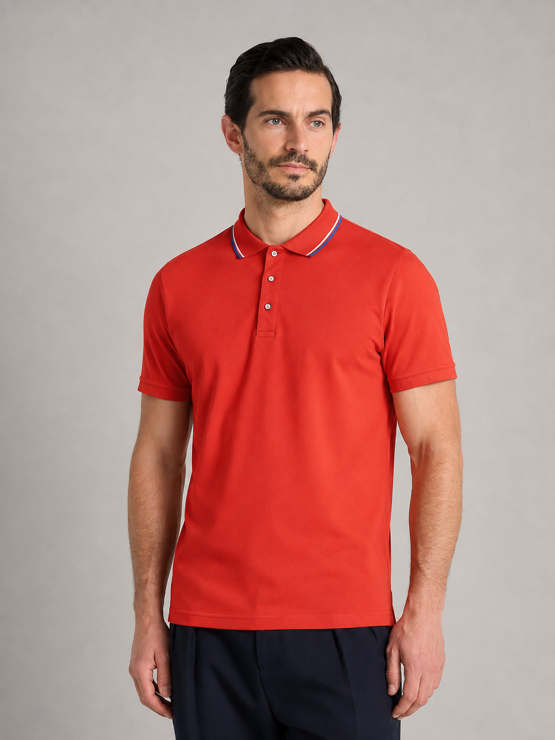 HÉCTOR - Polo de manga corta en algodón piqué con ribete tricolor™