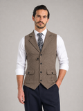 LUCA - Chaleco sartorial clásico en paño de espiga con solapas™