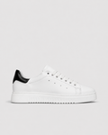 MUÑOZ-Zapatillas en Piel Blanca con Inserción Negra