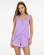 BLANCA - Conjunto de pijama de tirantes anchos con fruncido y shorts con volantes™
