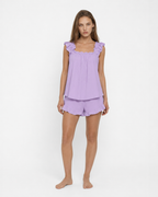 BLANCA - Conjunto de pijama de tirantes anchos con fruncido y shorts con volantes™
